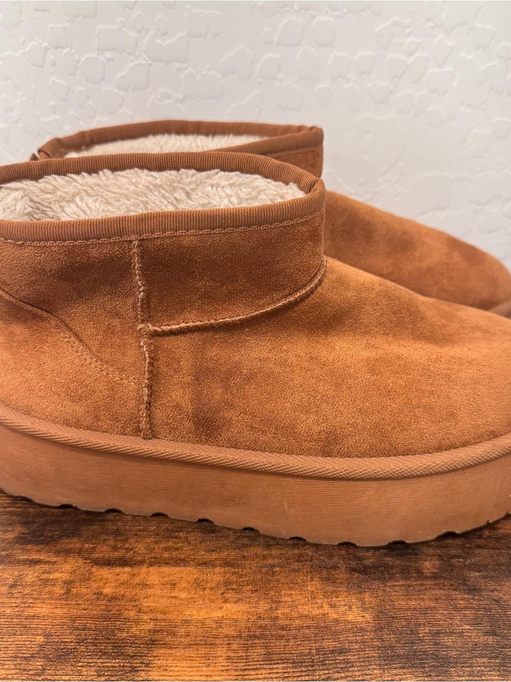 Y2K Mudd Suede Plush-Lined Ankle Platform Booties Women’s 8.5 Chunky Vintage